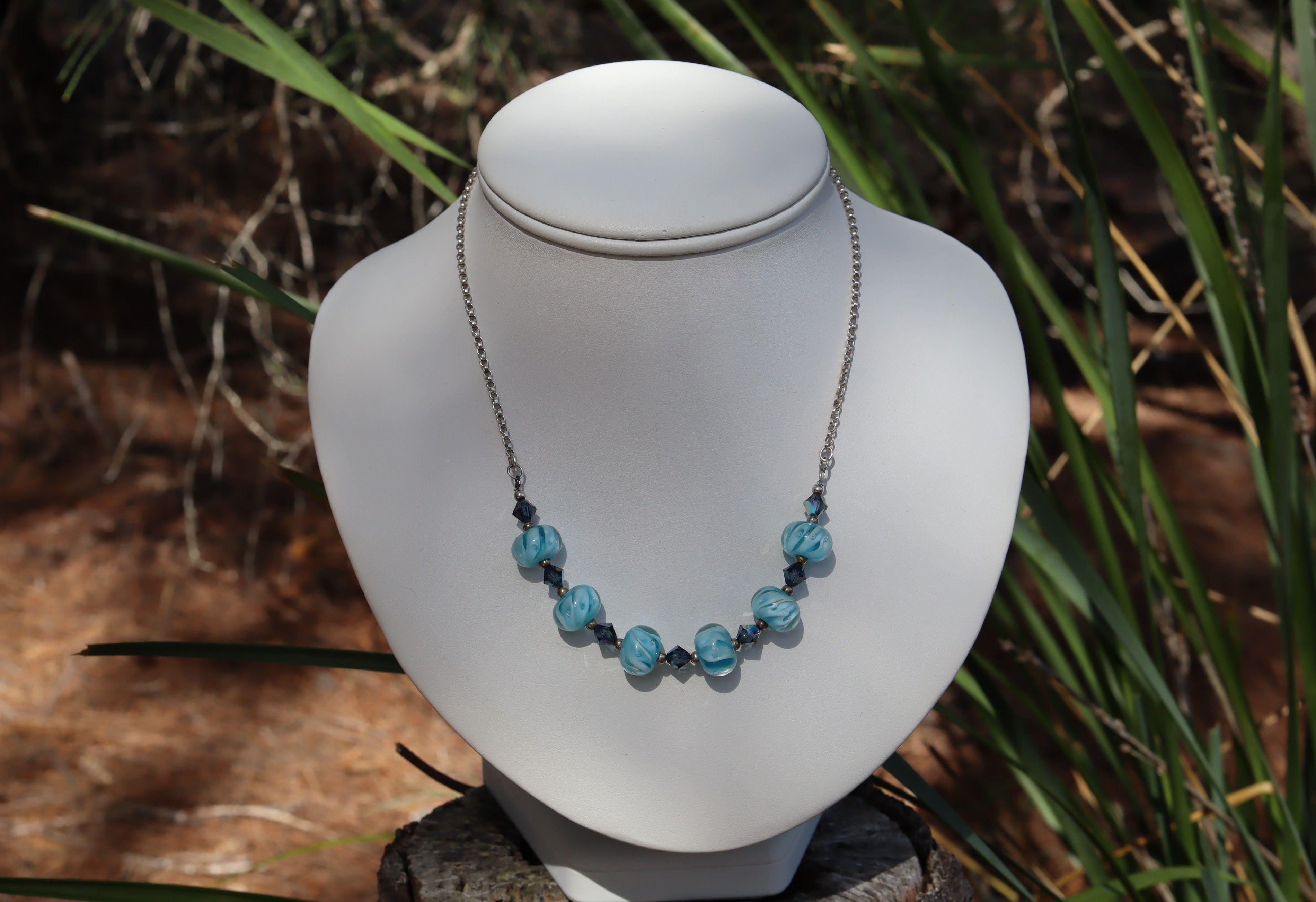 Murano Glass Necklace in Sterling Silver