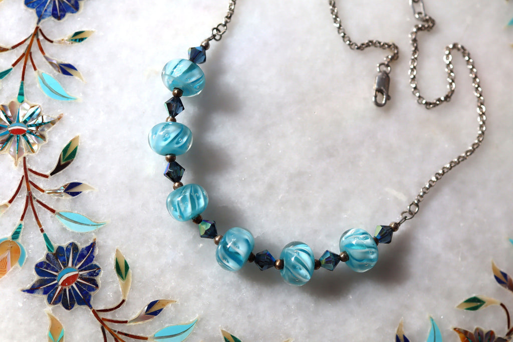 Murano Glass Necklace in Sterling Silver