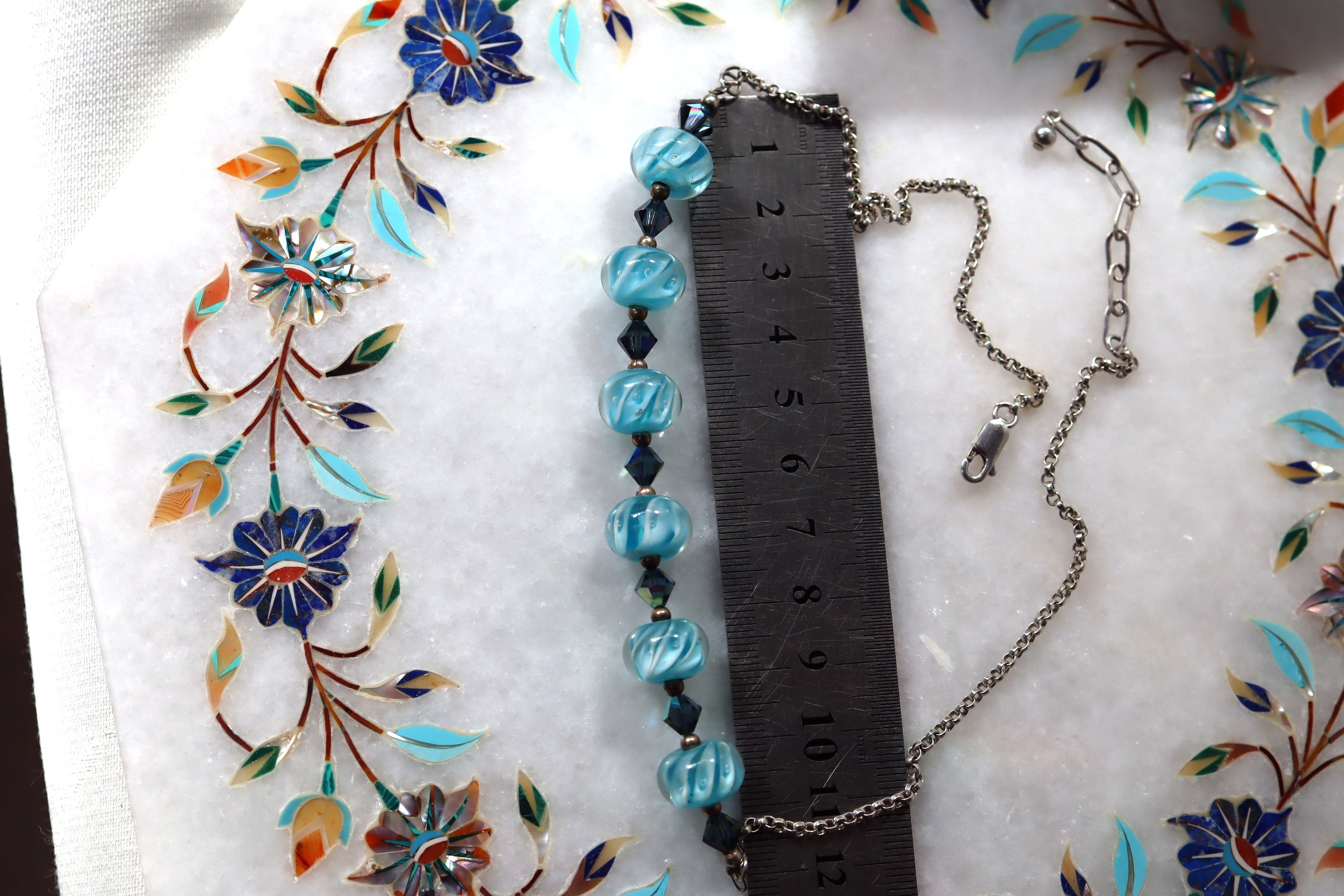 Murano Glass Necklace in Sterling Silver