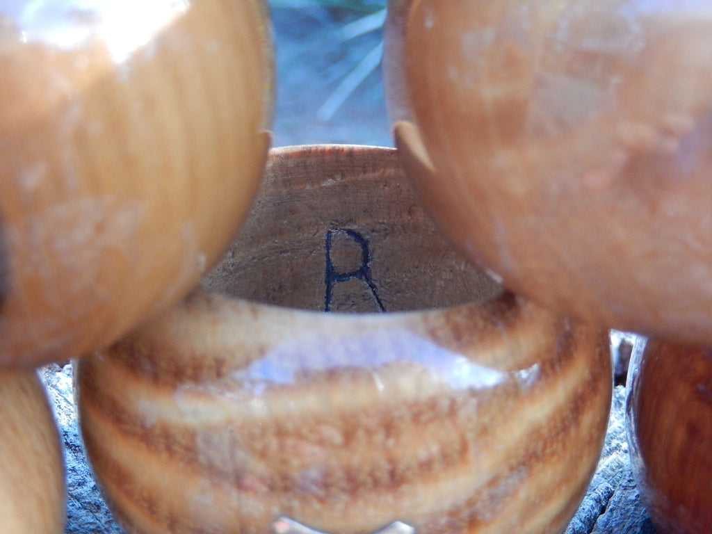 Six Napkin Rings with 9ct Gold Tasmania Map