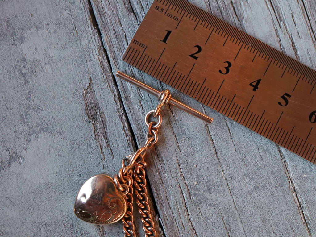 9ct Rose Gold Chain and Fob with Gold Plated Locket