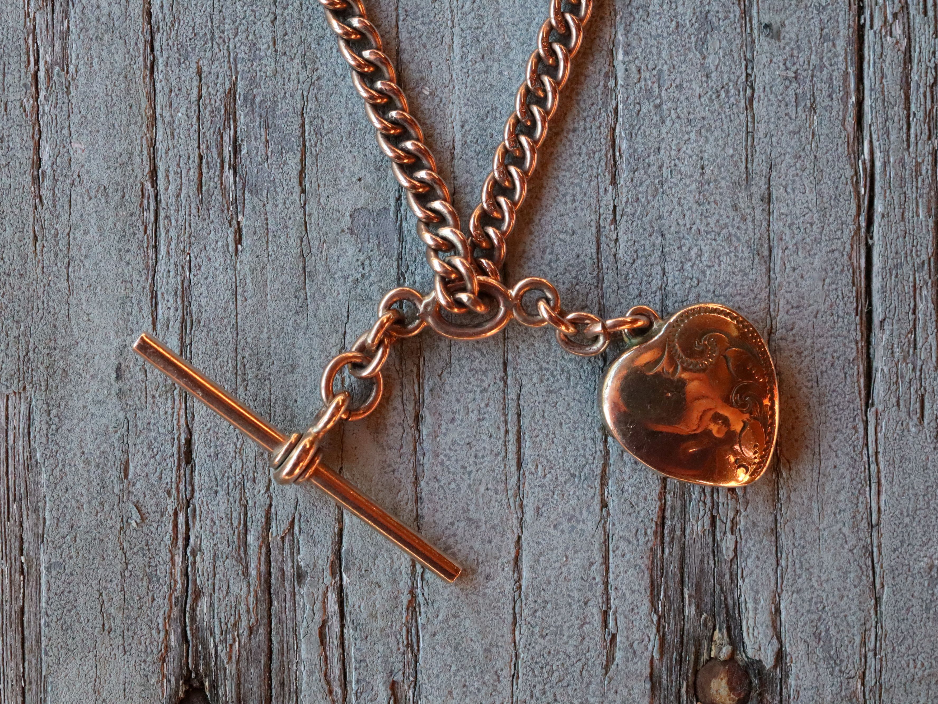 9ct Rose Gold Chain and Fob with Gold Plated Locket