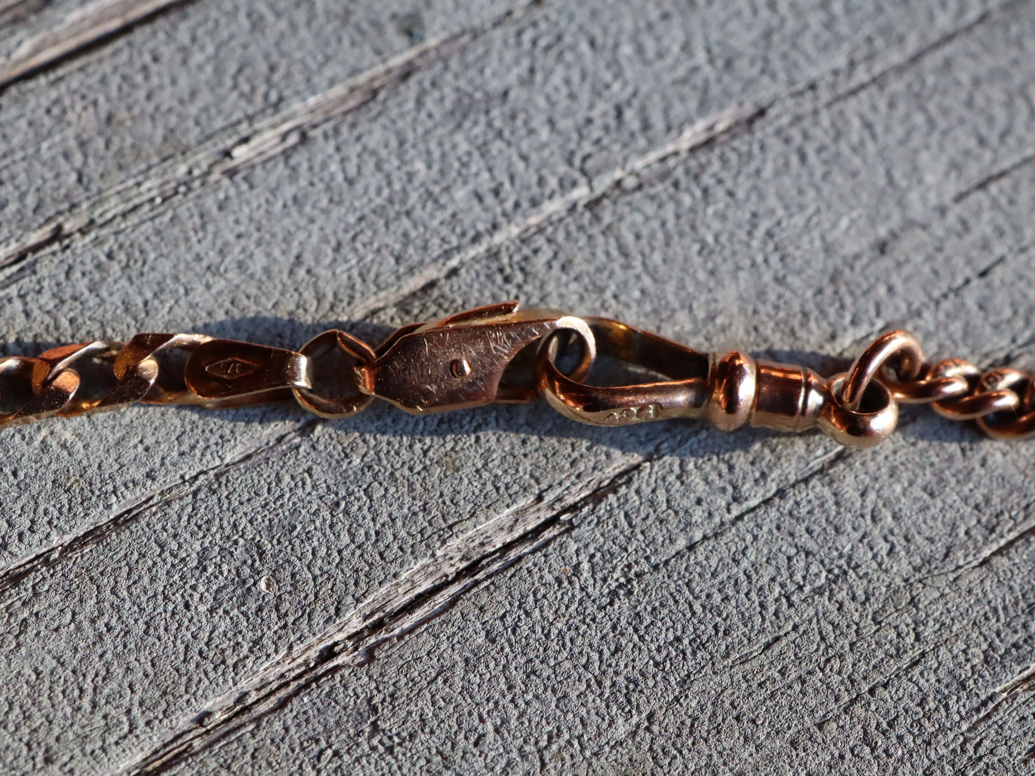 9ct Rose Gold Chain and Fob with Gold Plated Locket