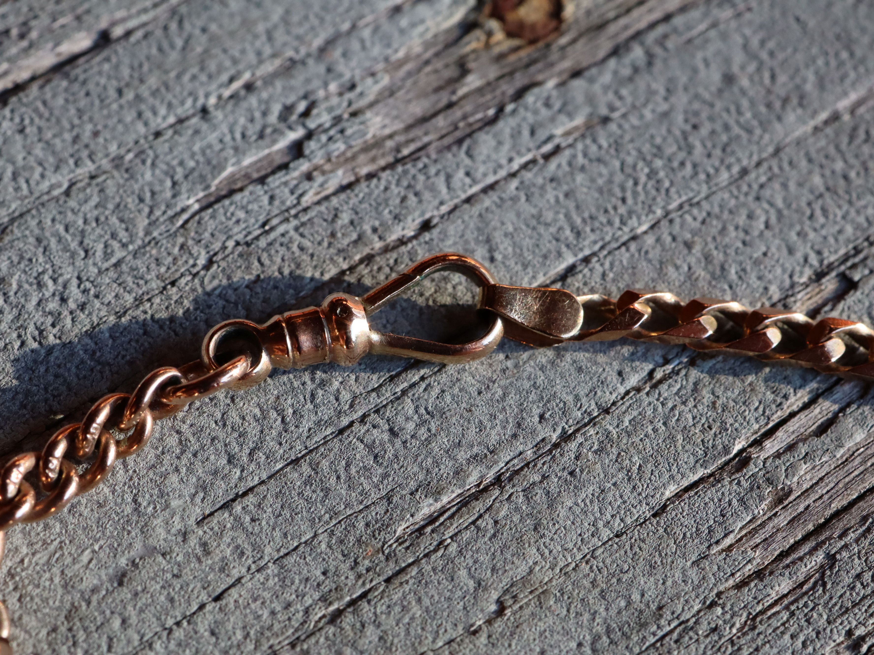 9ct Rose Gold Chain and Fob with Gold Plated Locket