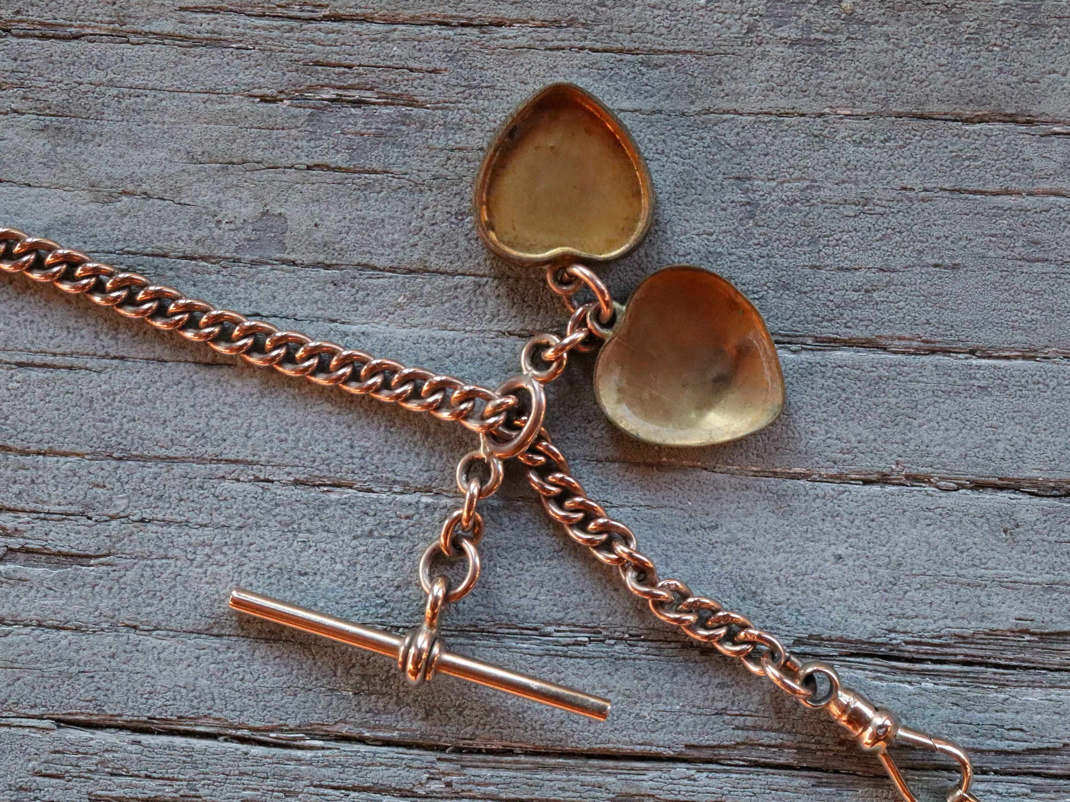 9ct Rose Gold Chain and Fob with Gold Plated Locket