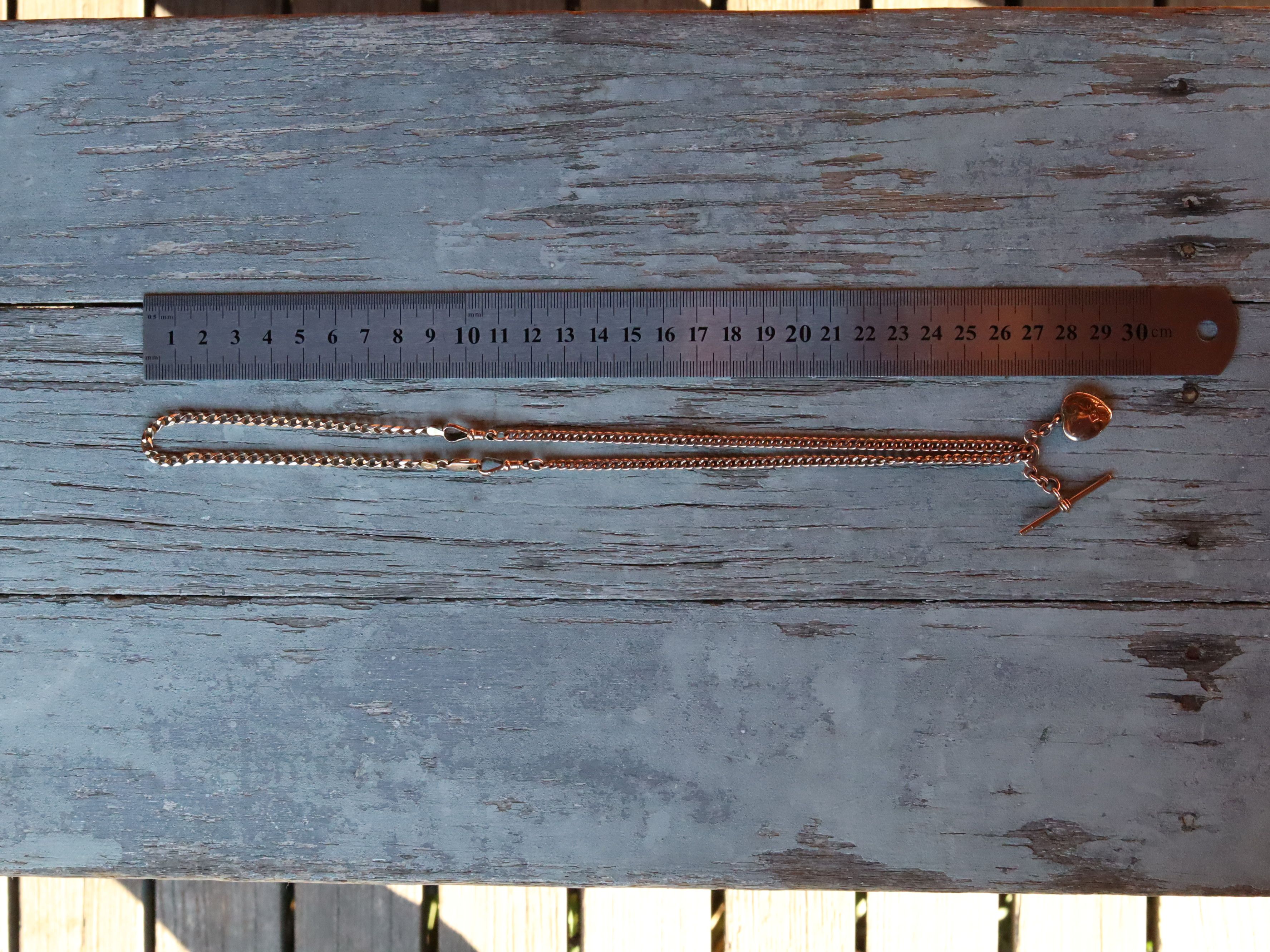 9ct Rose Gold Chain and Fob with Gold Plated Locket