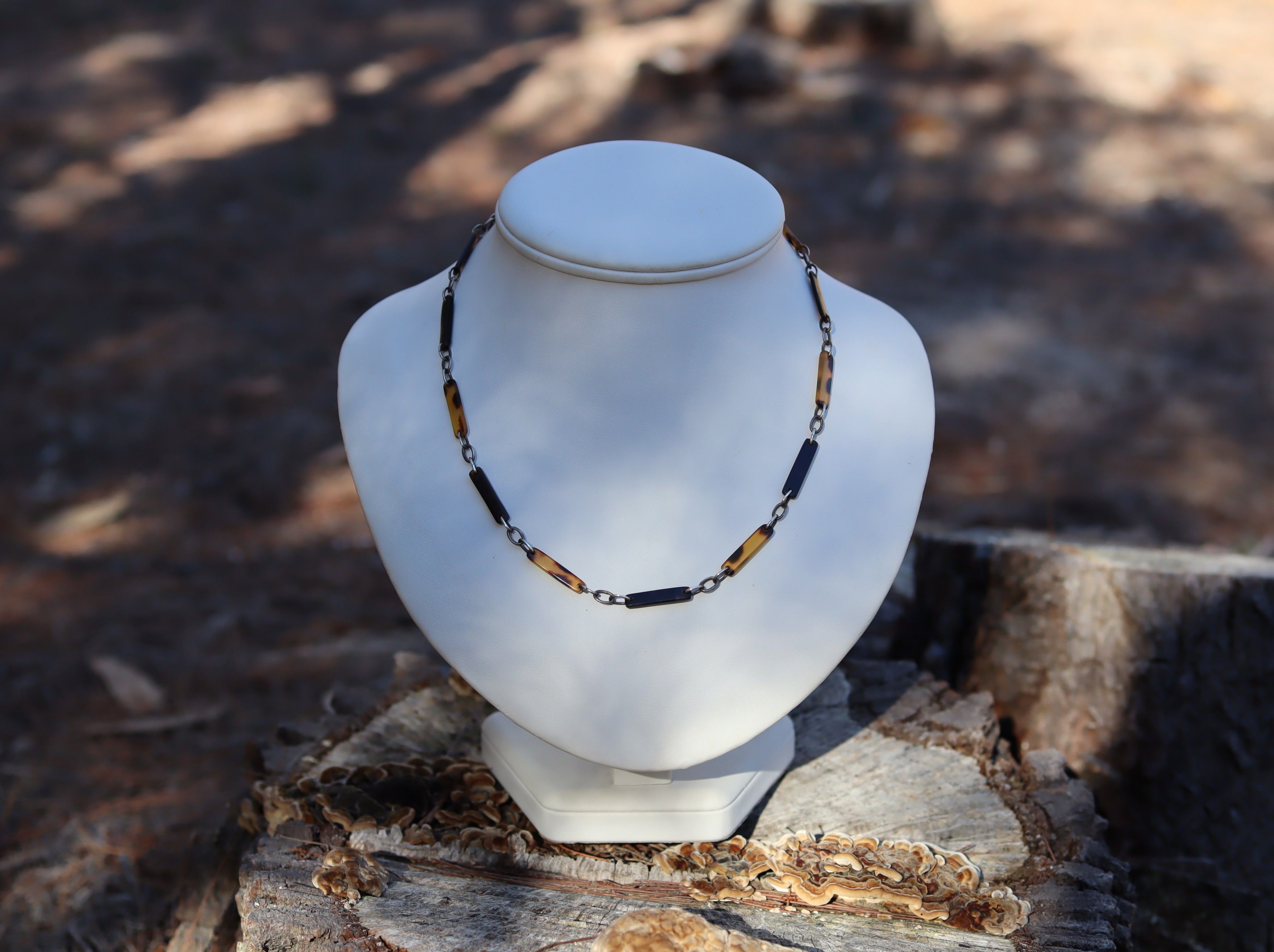 Tortoise Shell Necklace in Sterling Silver c.1930