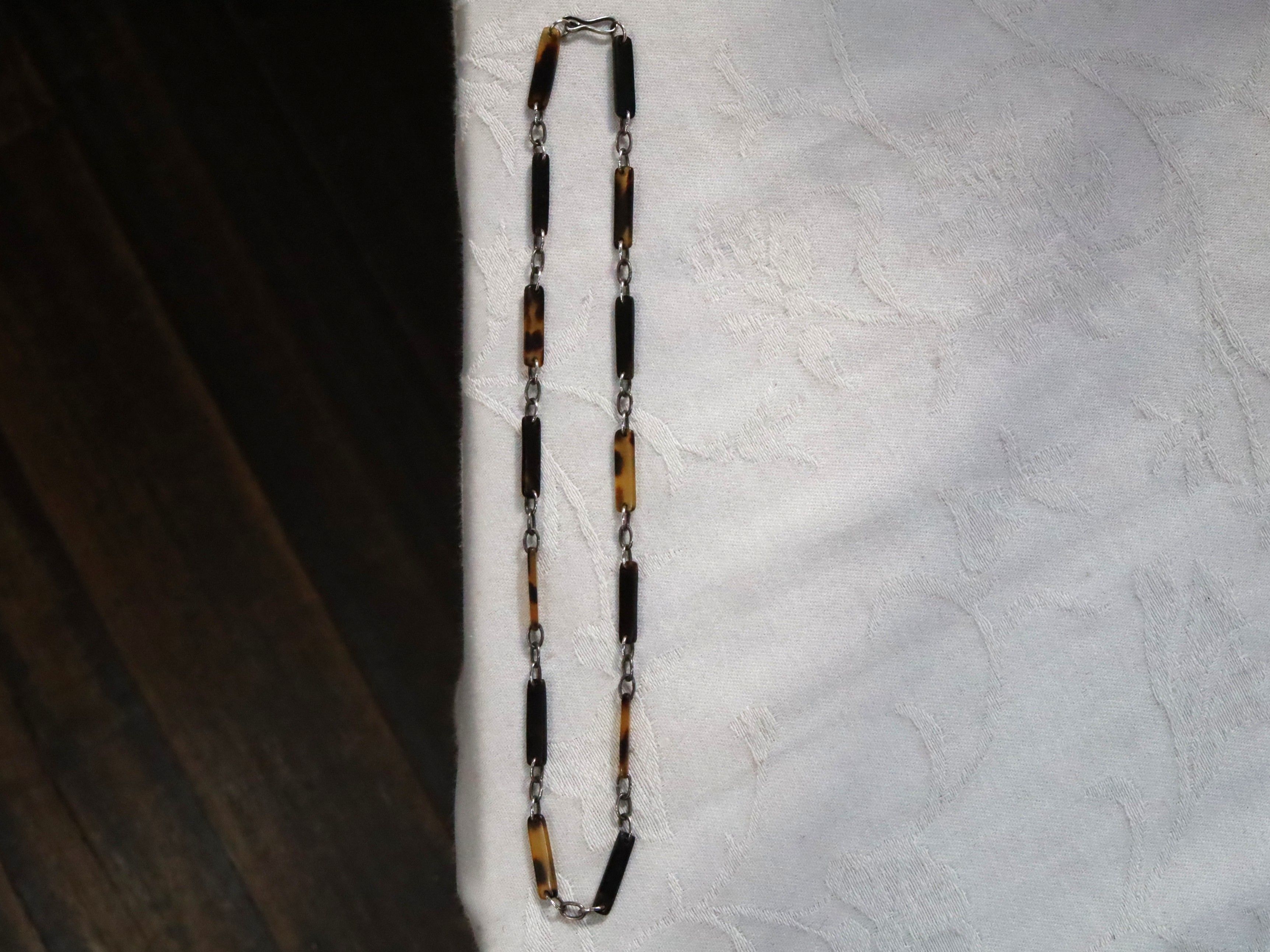Tortoise Shell Necklace in Sterling Silver c.1930