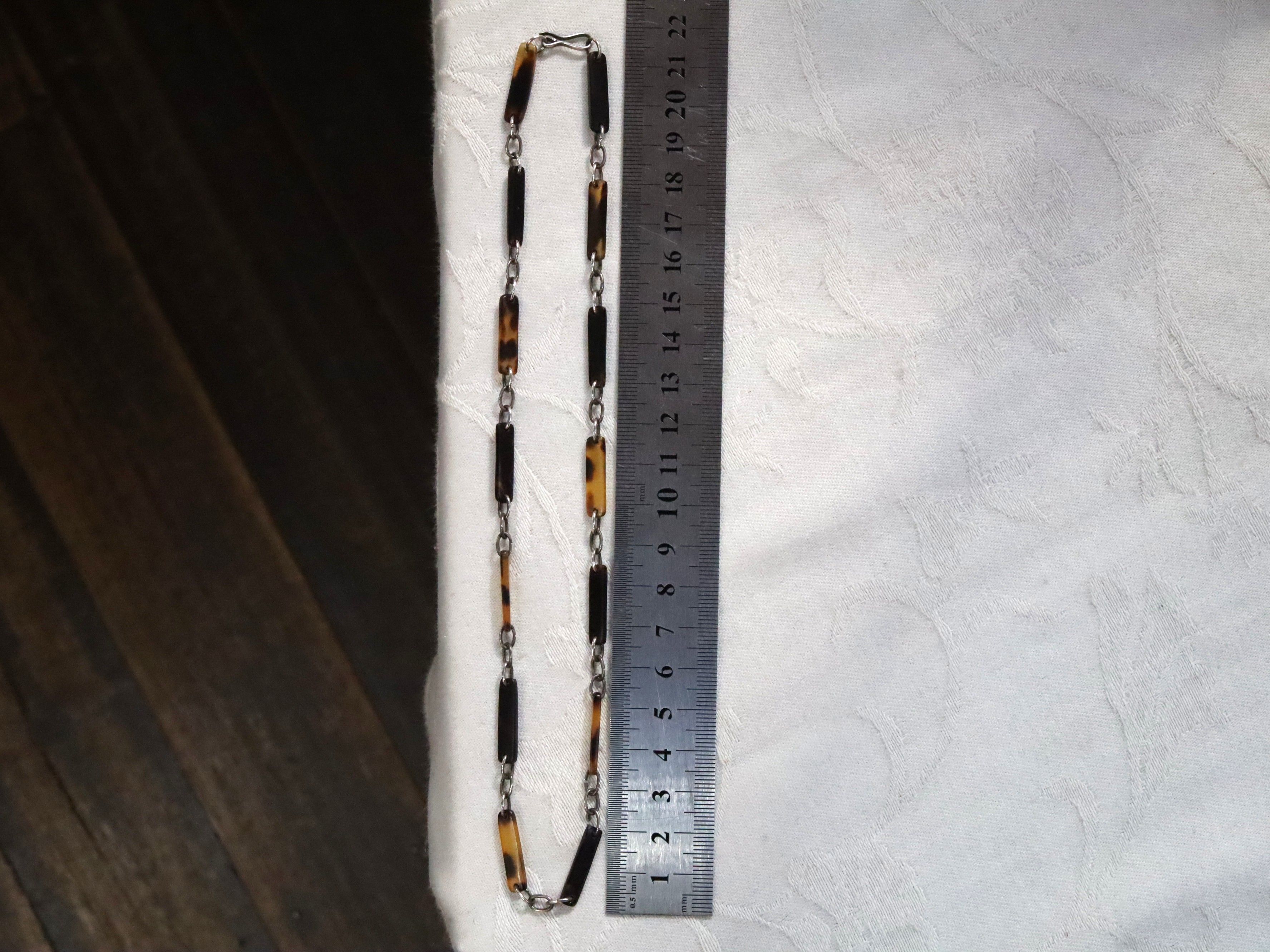 Tortoise Shell Necklace in Sterling Silver c.1930