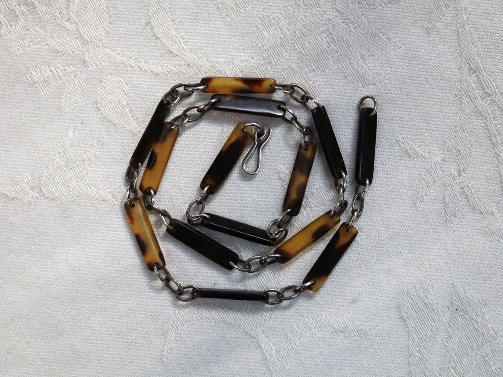 Tortoise Shell Necklace in Sterling Silver c.1930