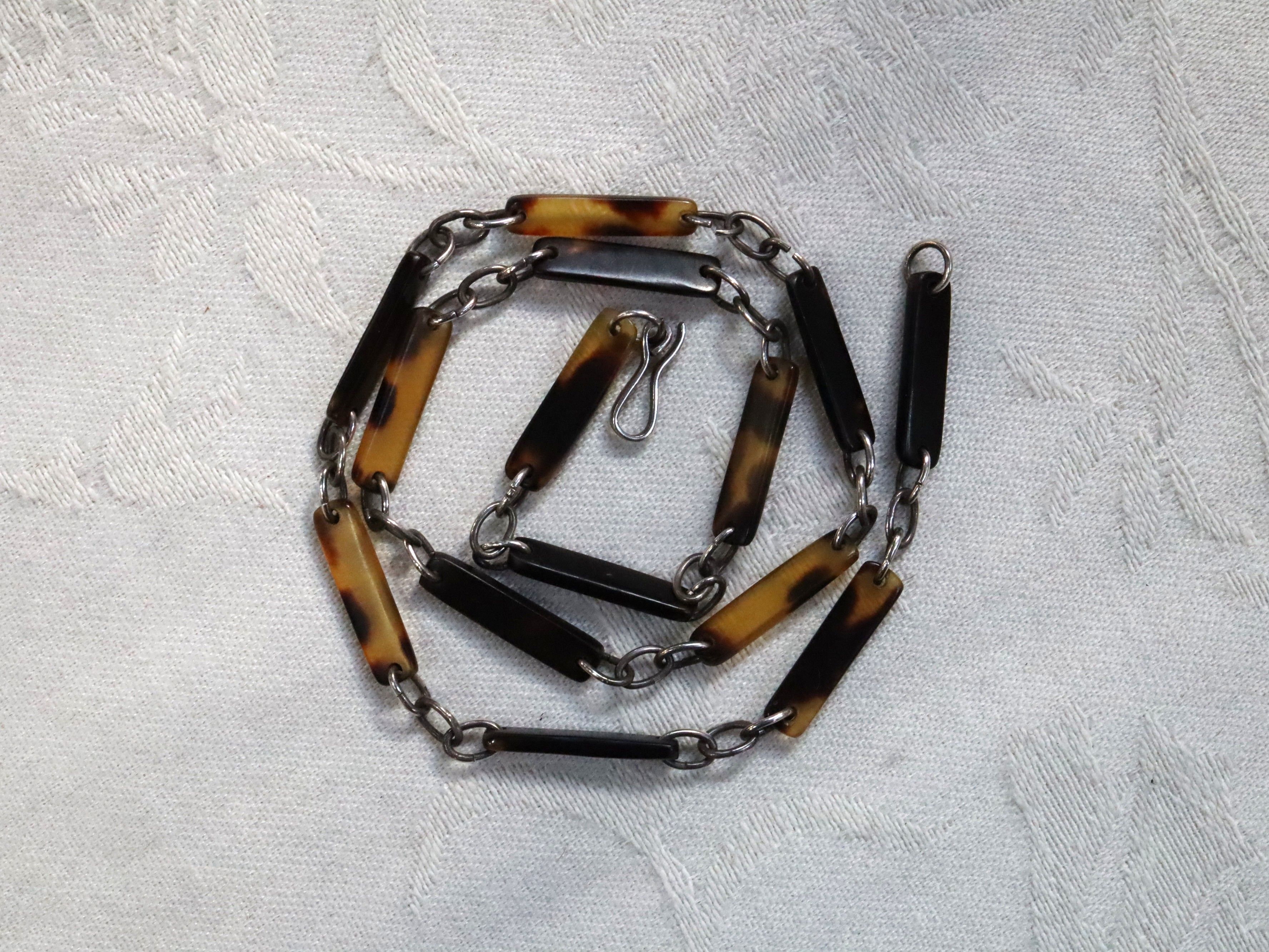 Tortoise Shell Necklace in Sterling Silver c.1930