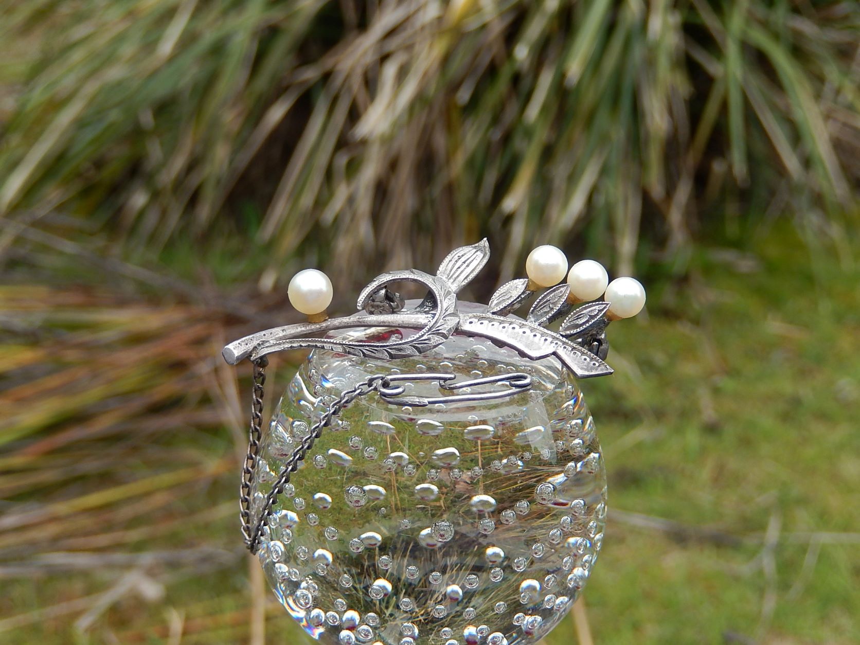 Sterling Brooch with Pearls