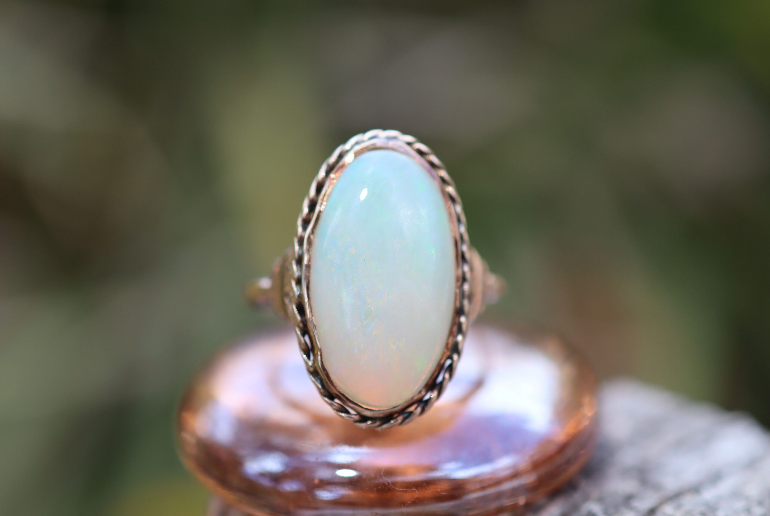Solid Opal Ring in 9ct Rose Gold c.1930