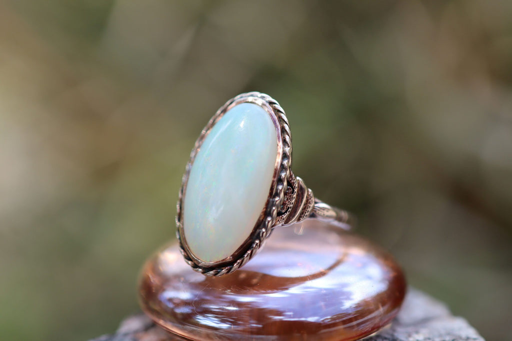 Solid Opal Ring in 9ct Rose Gold c.1930