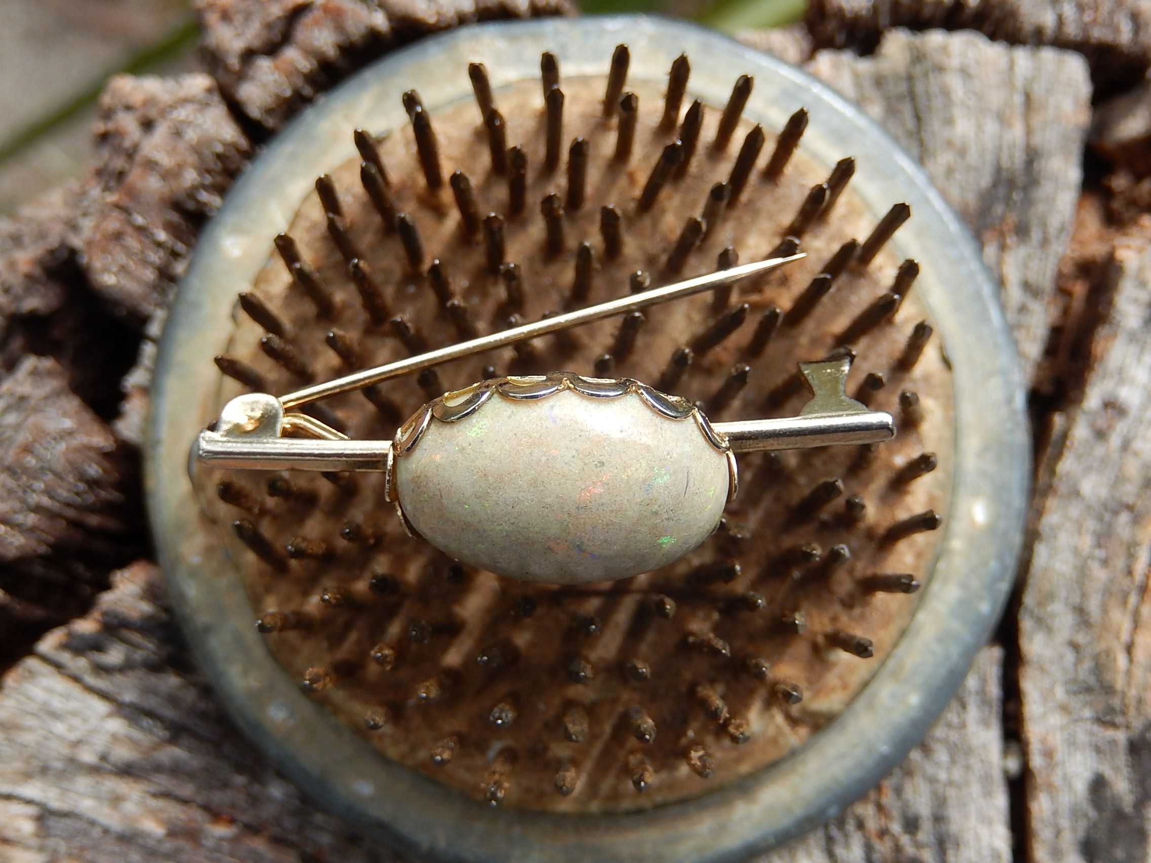 *SOLD* Louisiana Sand Opal Brooch in Gold Plate