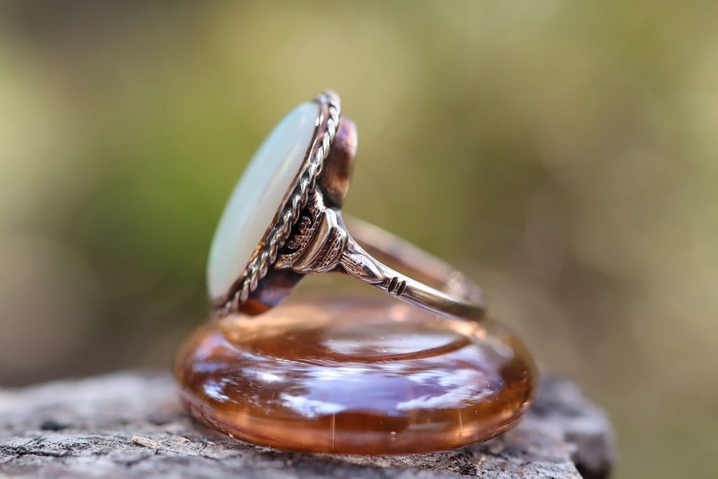Solid Opal Ring in 9ct Rose Gold c.1930