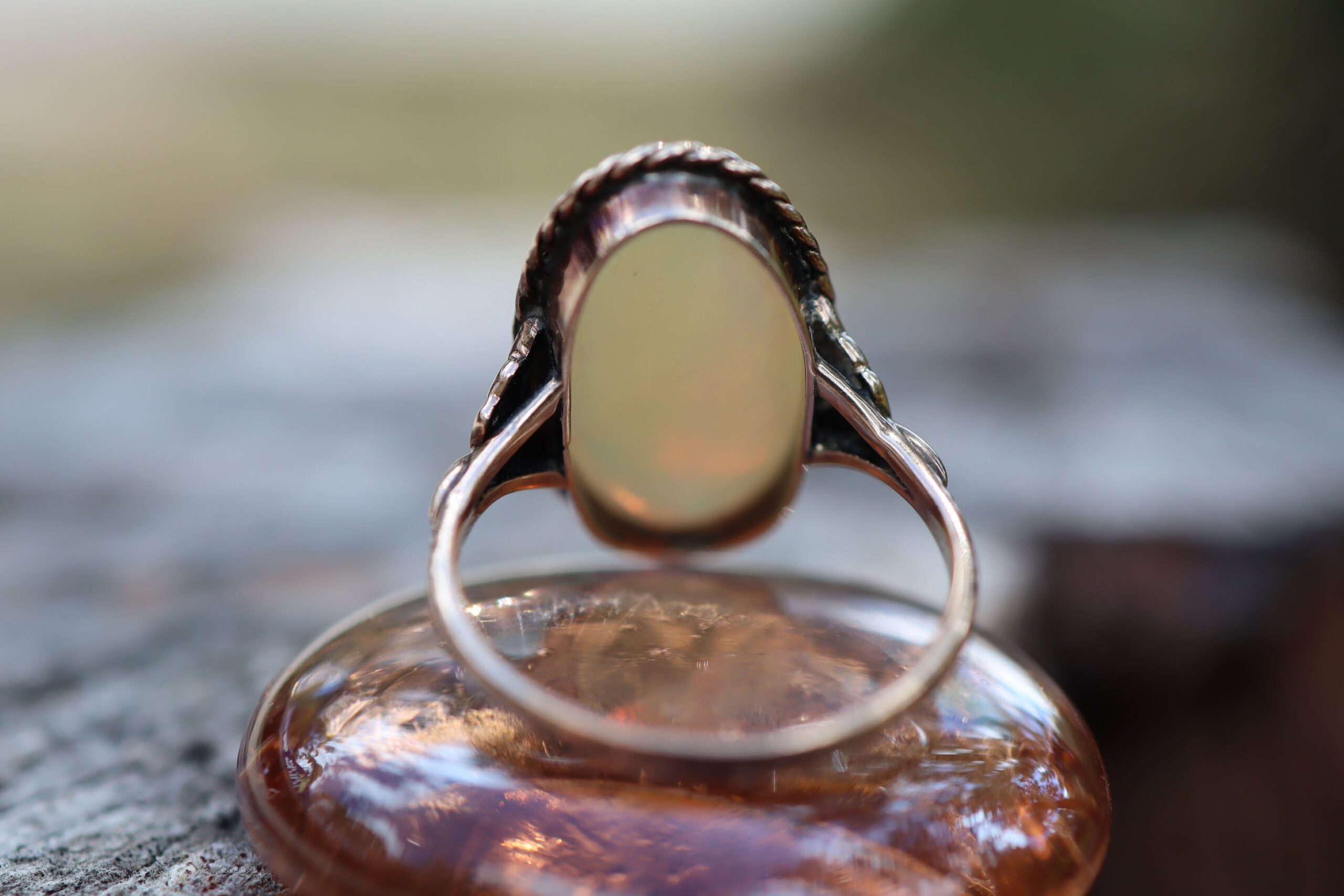 Solid Opal Ring in 9ct Rose Gold c.1930