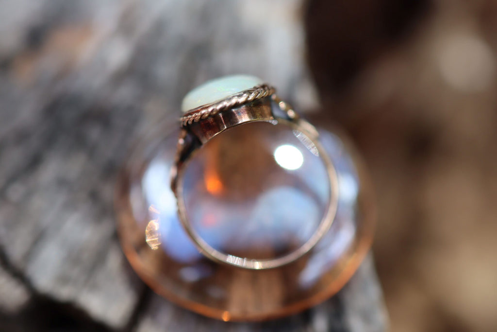 Solid Opal Ring in 9ct Rose Gold c.1930