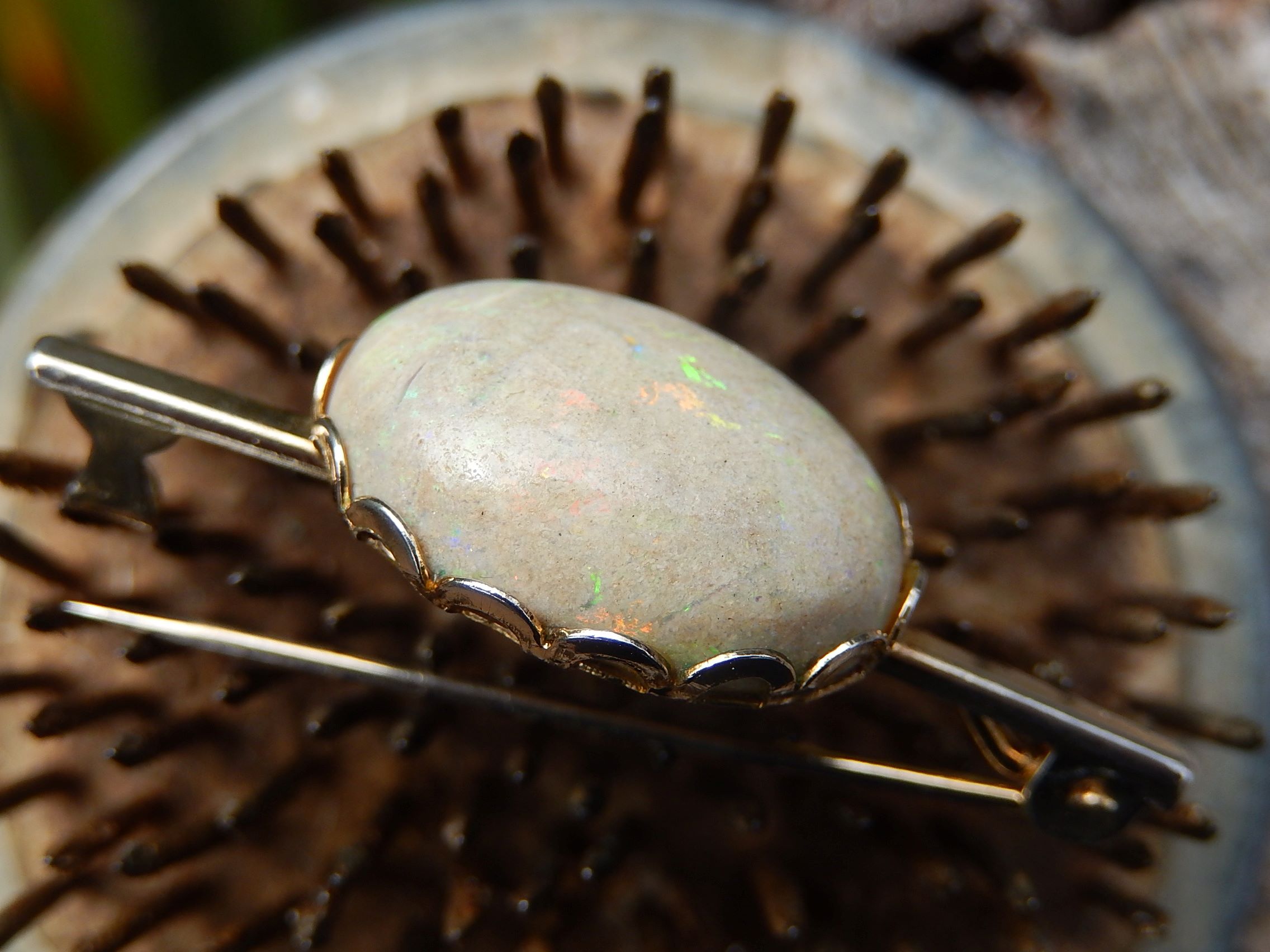 *SOLD* Louisiana Sand Opal Brooch in Gold Plate