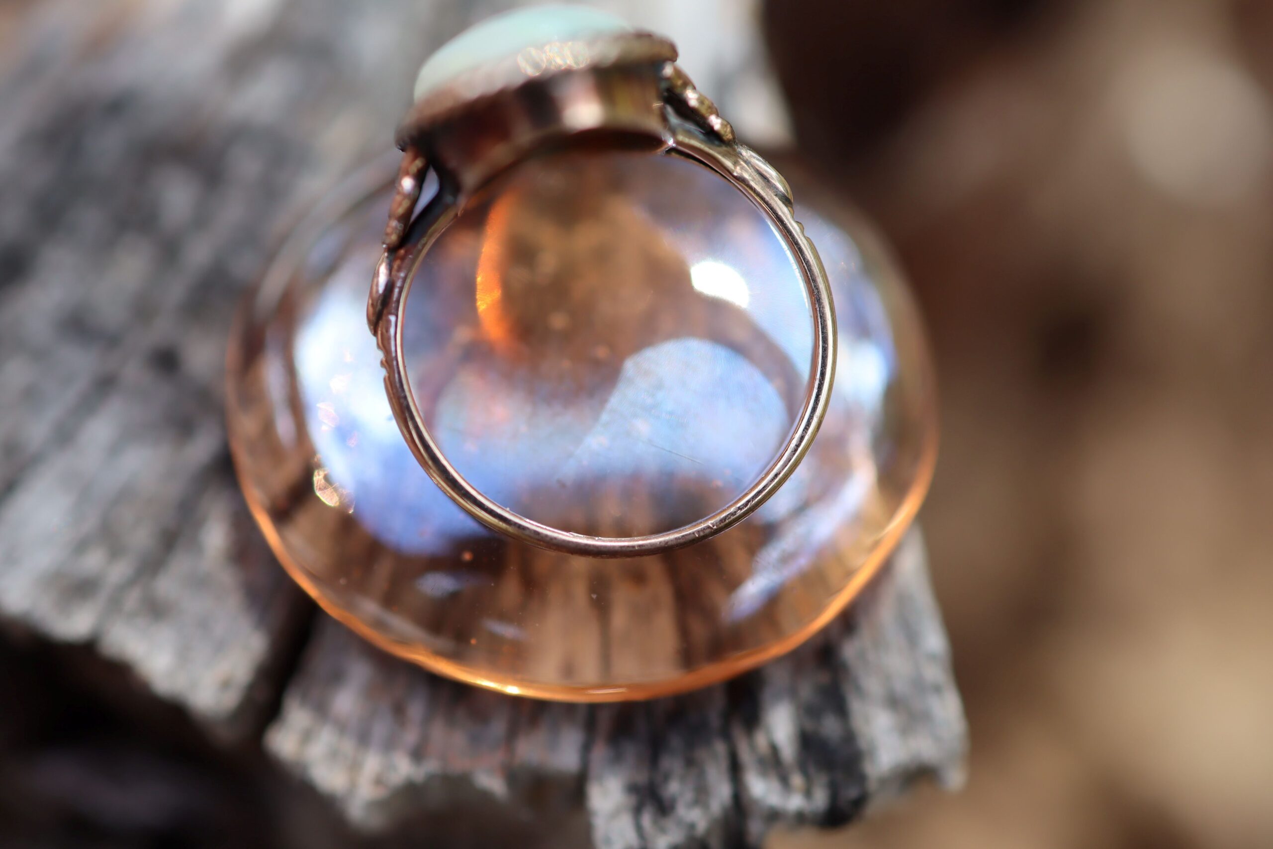 Solid Opal Ring in 9ct Rose Gold c.1930