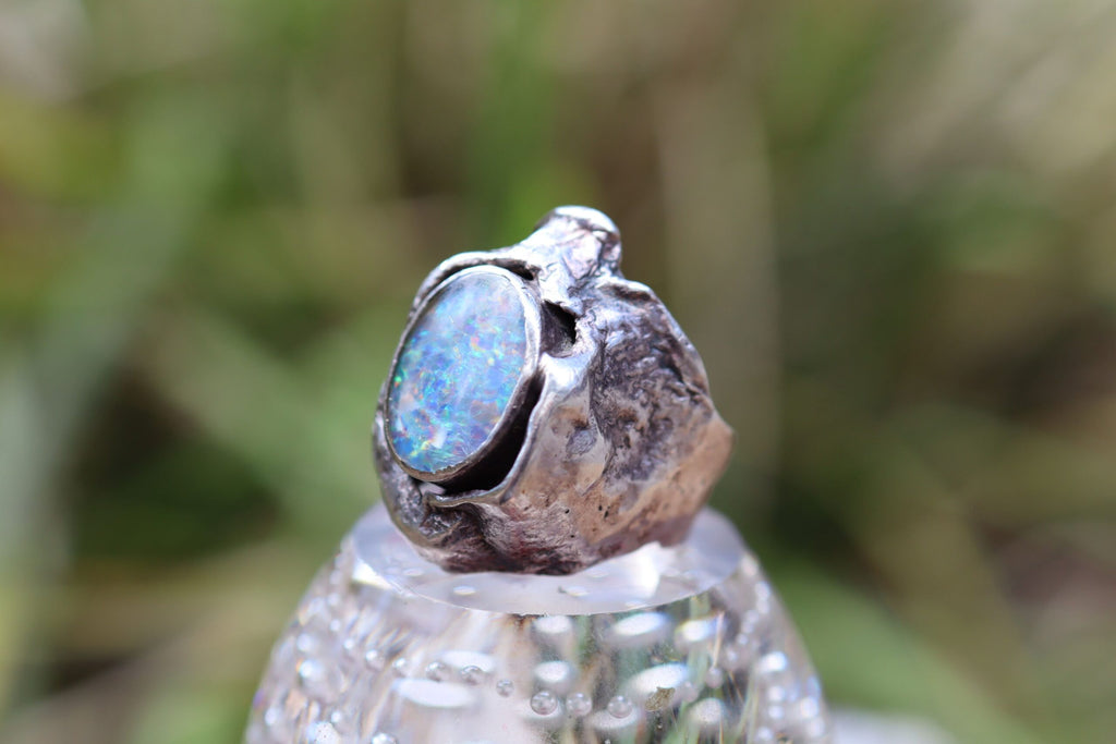 Doublet Opal Ring in Sterling Silver
