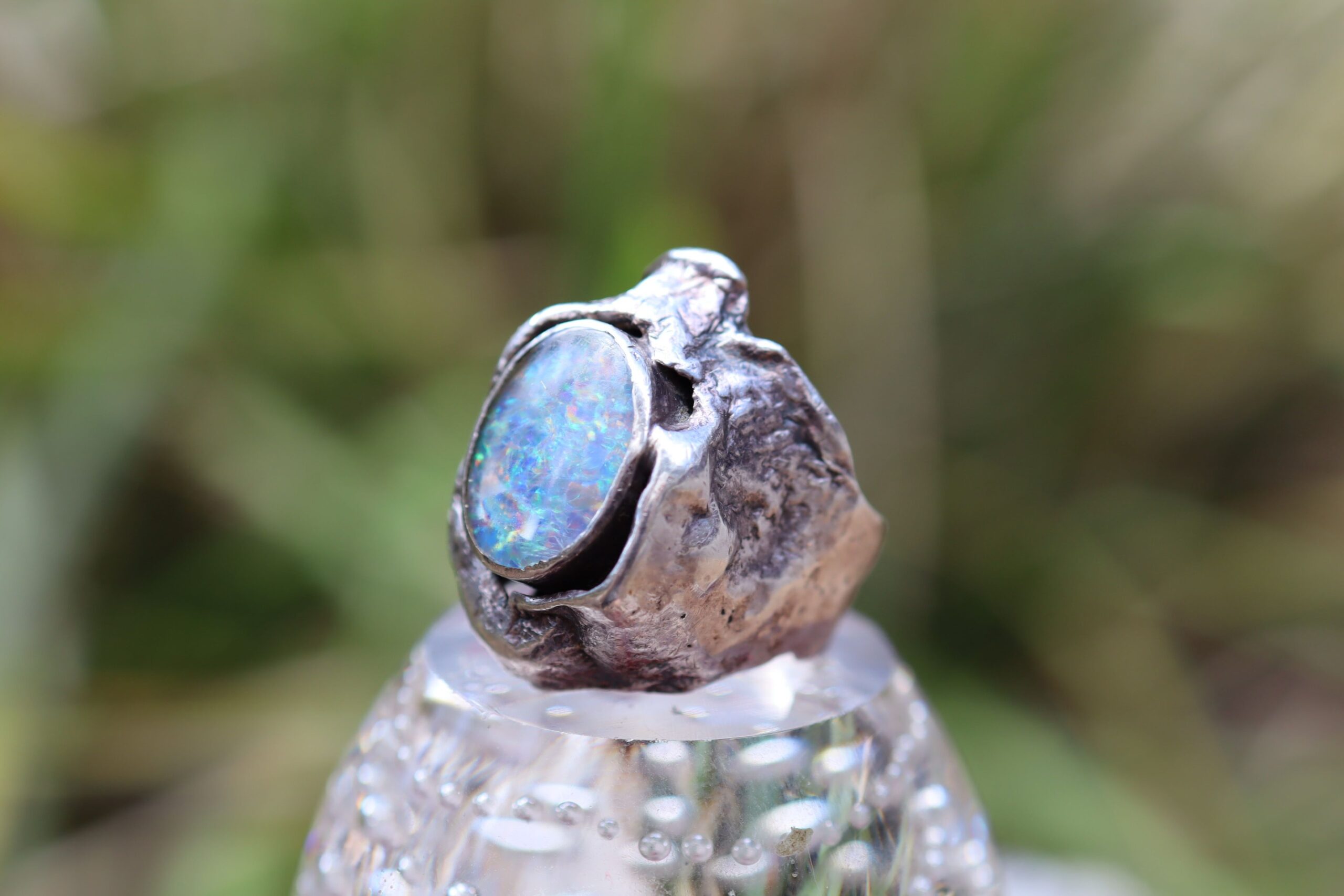 Doublet Opal Ring in Sterling Silver