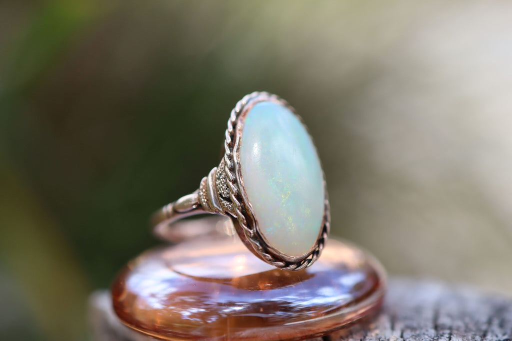Solid Opal Ring in 9ct Rose Gold c.1930