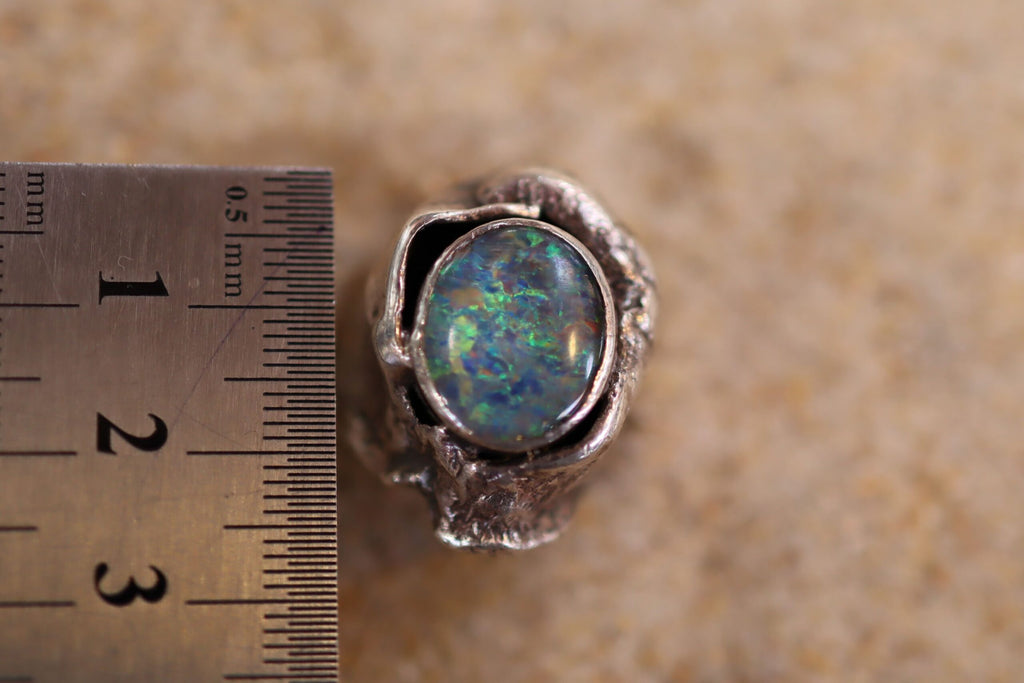Doublet Opal Ring in Sterling Silver