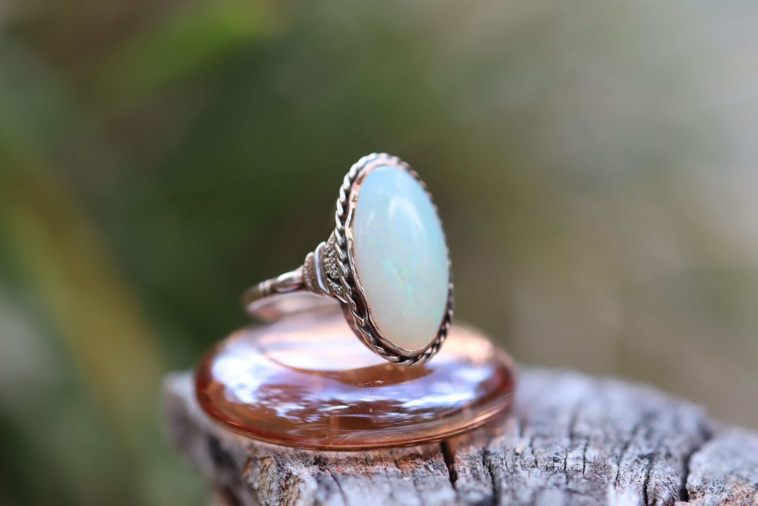 Solid Opal Ring in 9ct Rose Gold c.1930