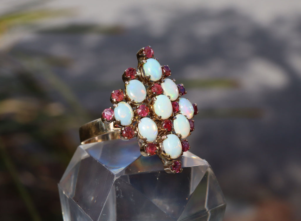 Opal and Ruby in 9ct Gold