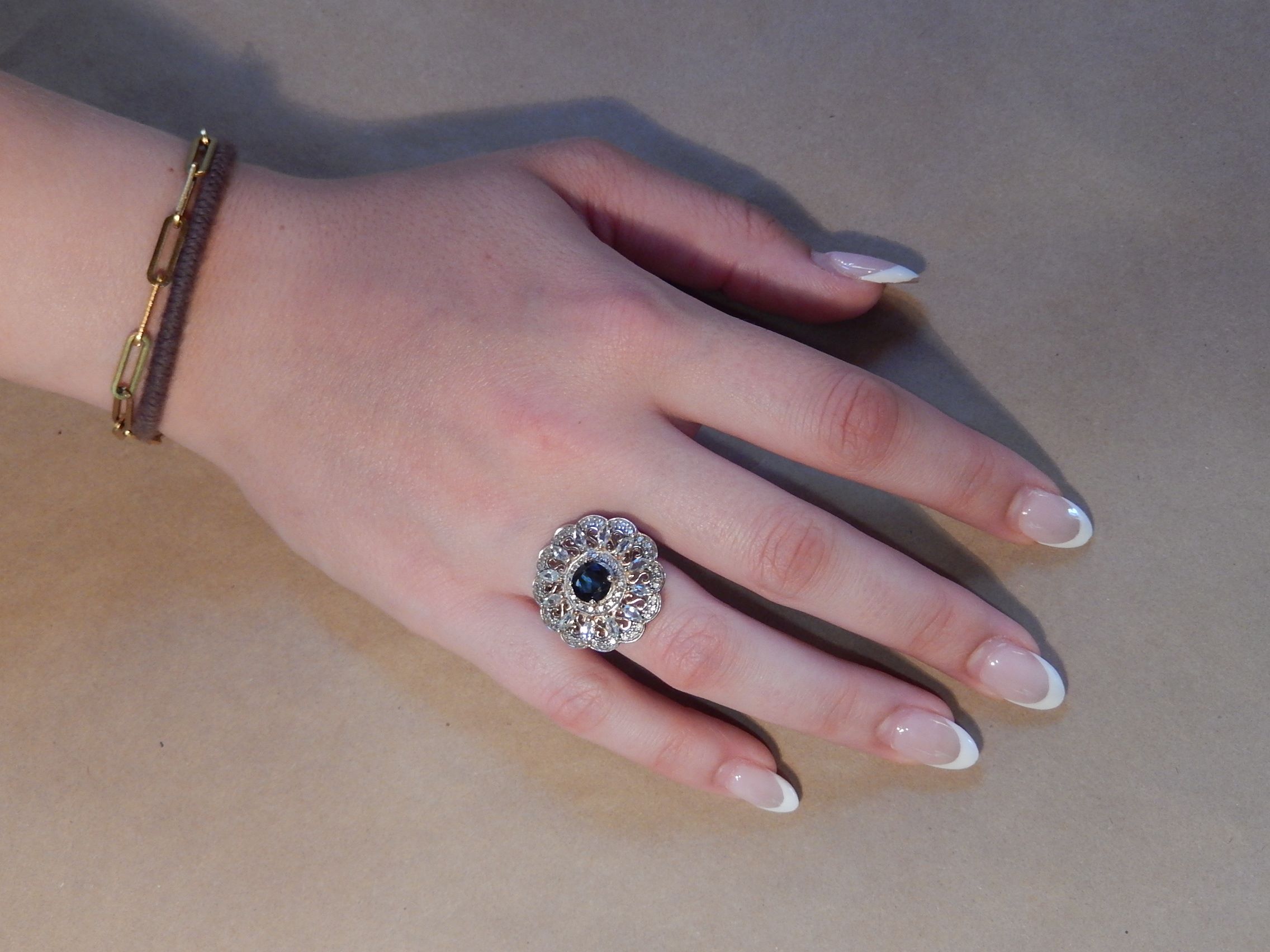 Sapphire and Topaz Gold Plate Ring