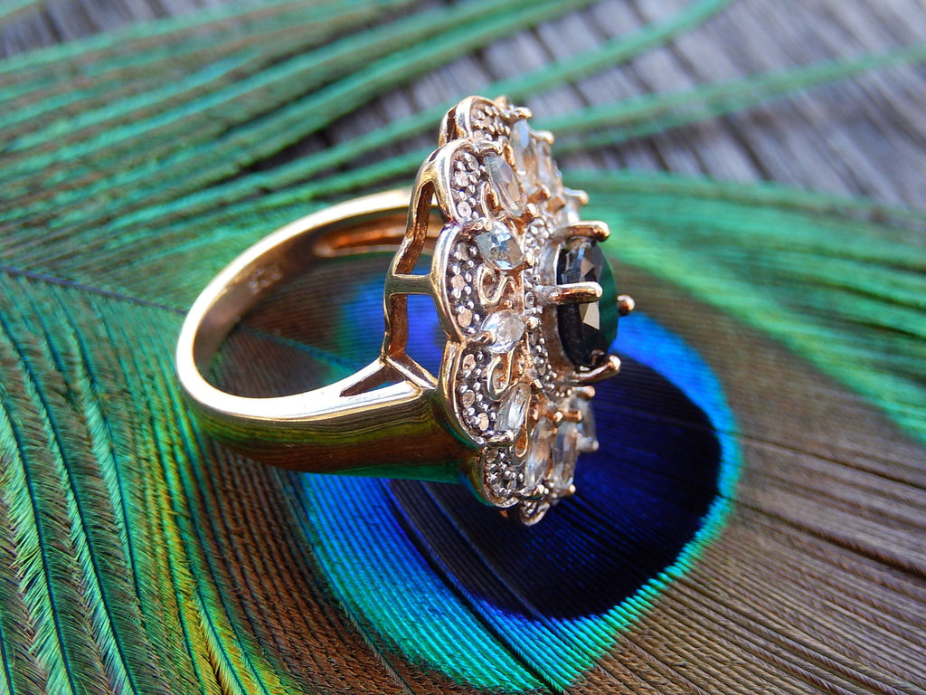 Sapphire and Topaz Gold Plate Ring
