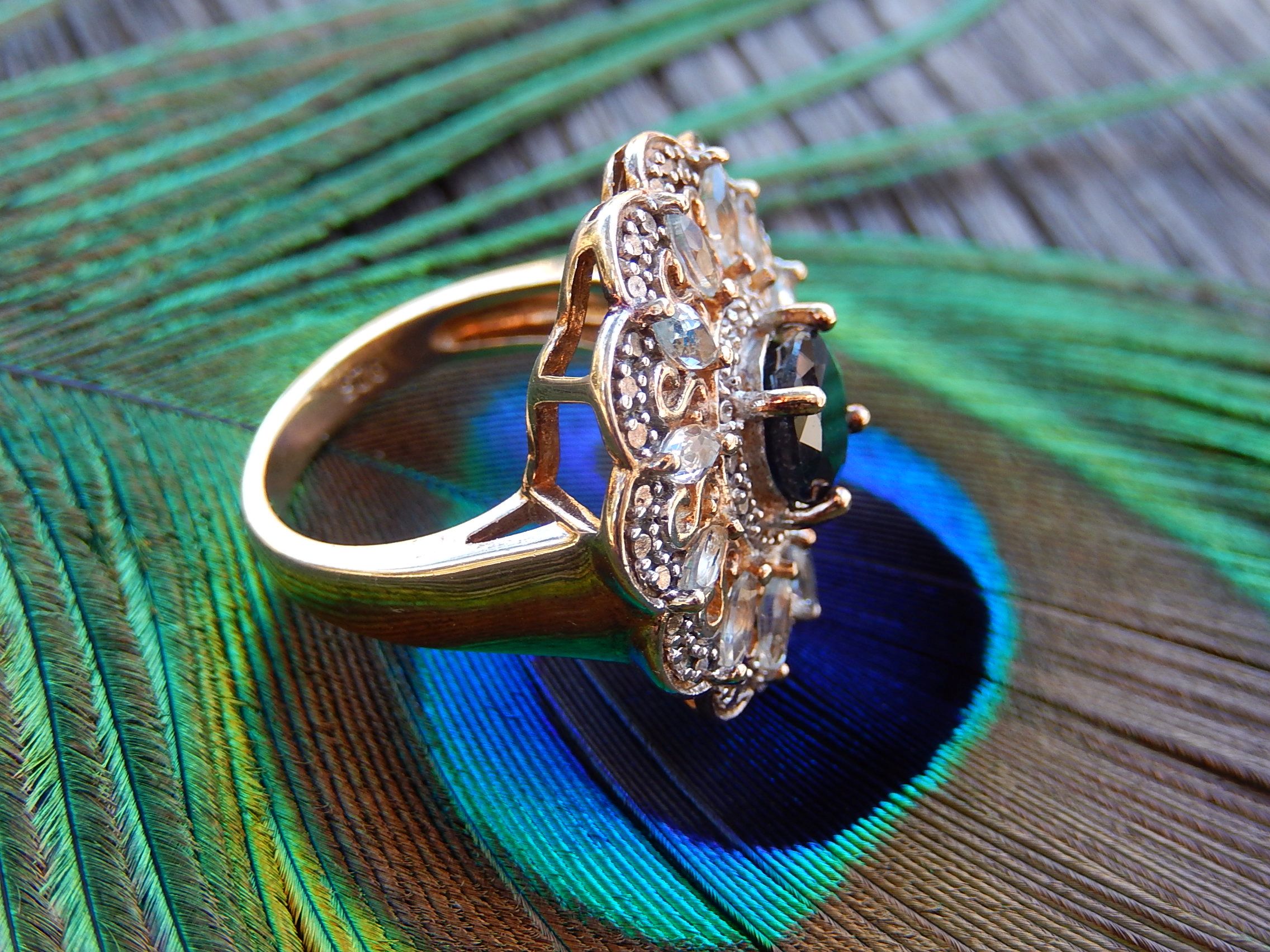 Sapphire and Topaz Gold Plate Ring
