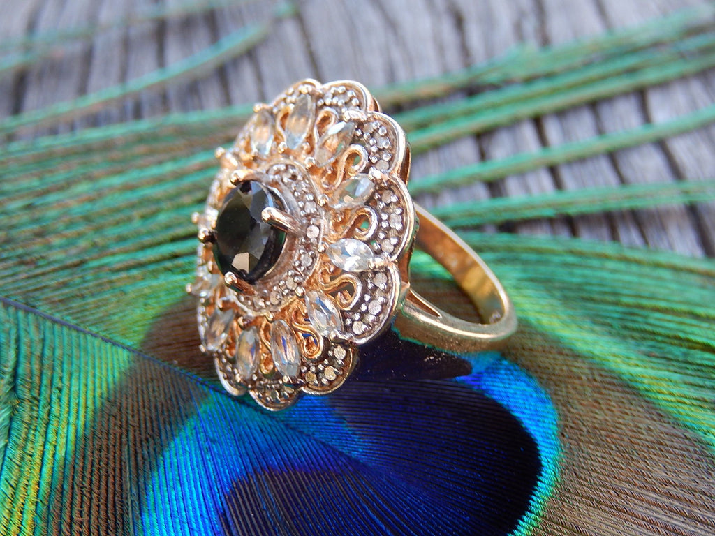Sapphire and Topaz Gold Plate Ring