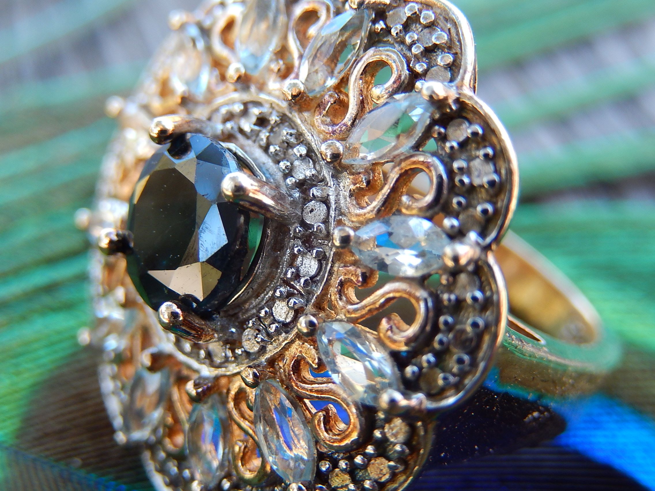 Sapphire and Topaz Gold Plate Ring
