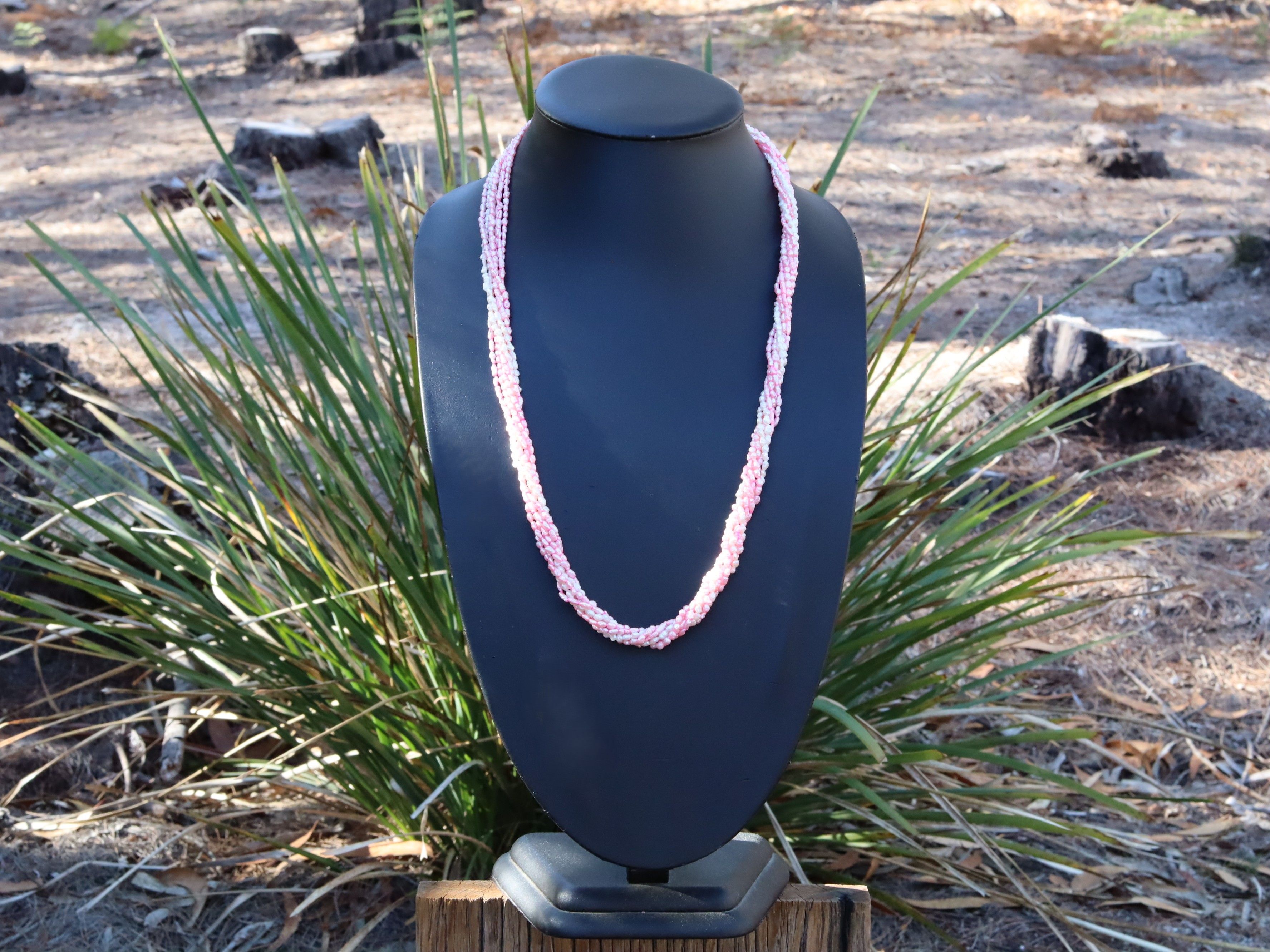 Pink and White Freshwater Rice Pearl with 14ct Clasp