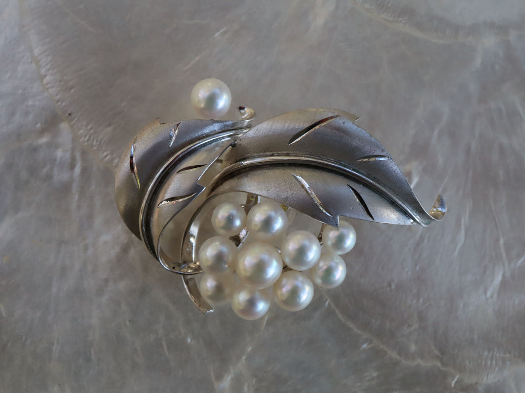 Cultured Pearl and Sterling Silver Brooch