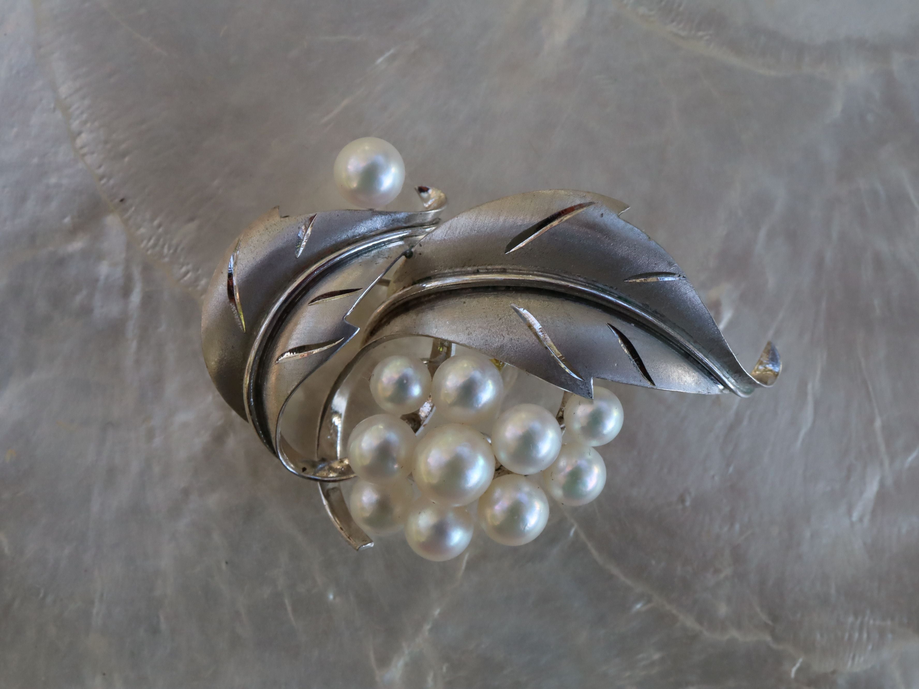 Cultured Pearl and Sterling Silver Brooch