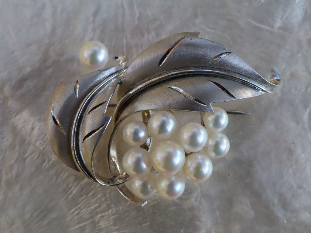 Cultured Pearl and Sterling Silver Brooch