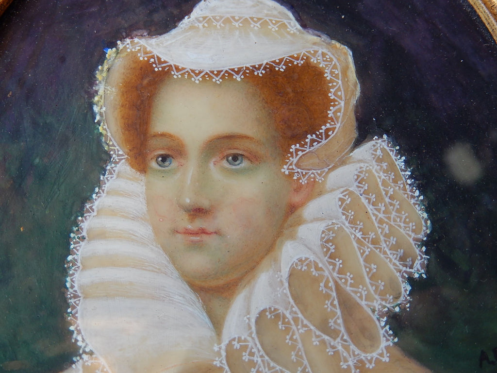 Original Signed Hand Painted Miniature Portrait 1703