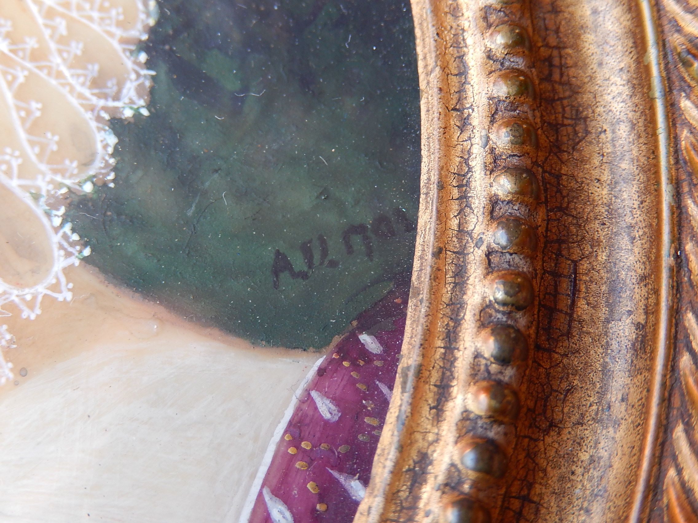 Original Signed Hand Painted Miniature Portrait 1703