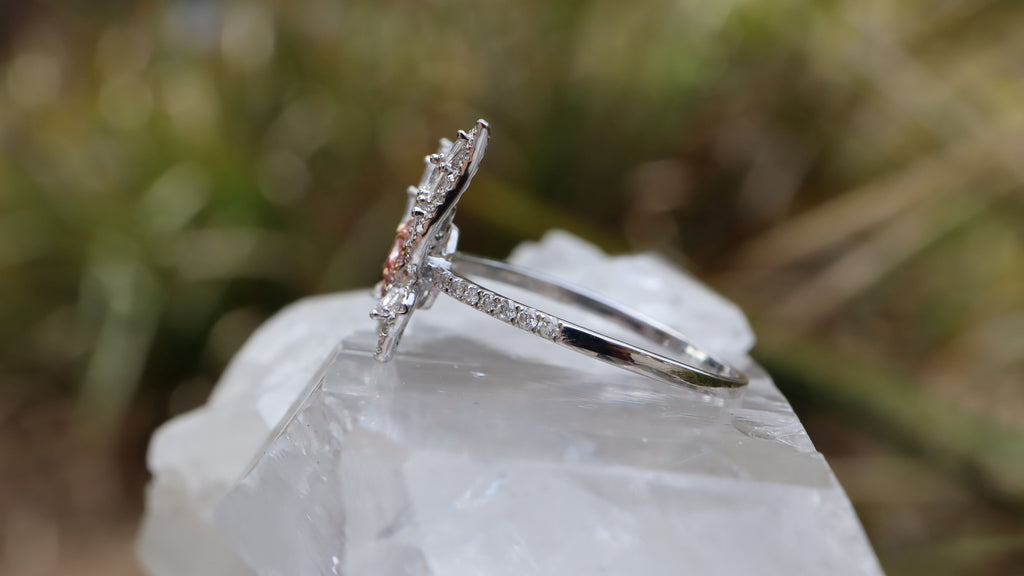Pink Diamond Butterfly Ring in 18ct White Gold