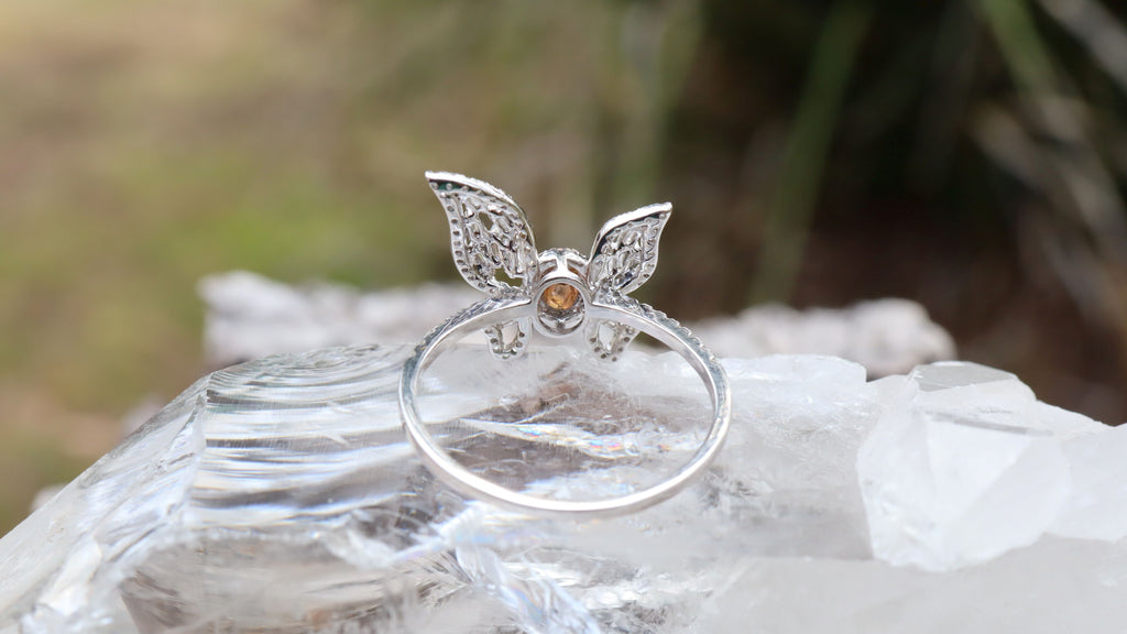 Pink Diamond Butterfly Ring in 18ct White Gold