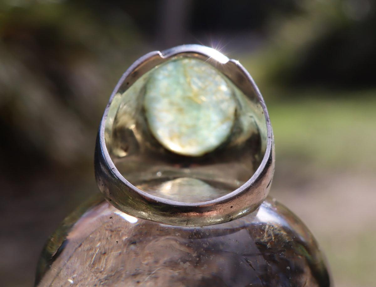 Prehnite Ring in Sterling