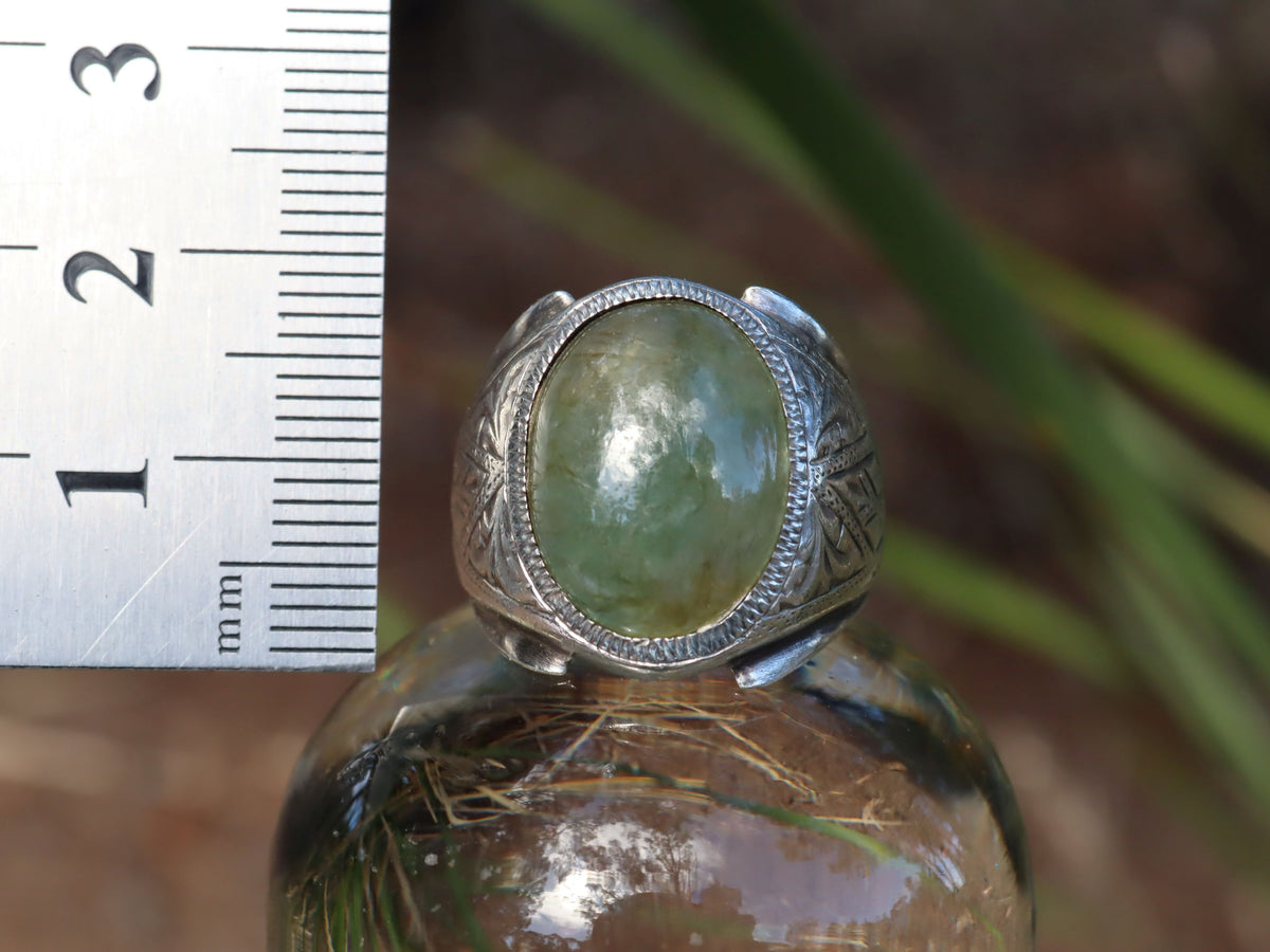 Prehnite Ring in Sterling