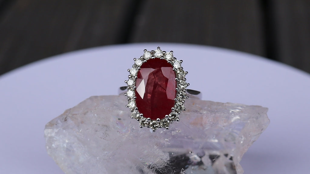 Ruby and Diamond Ring in 14ct White Gold