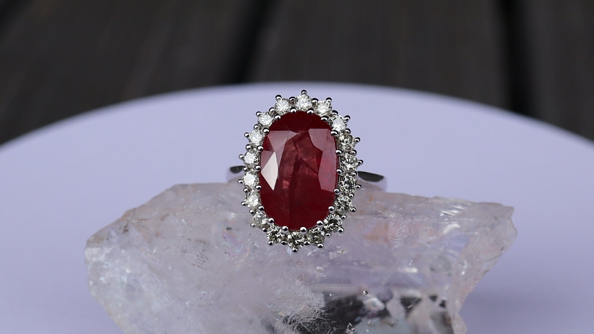 Ruby and Diamond Ring in 14ct White Gold