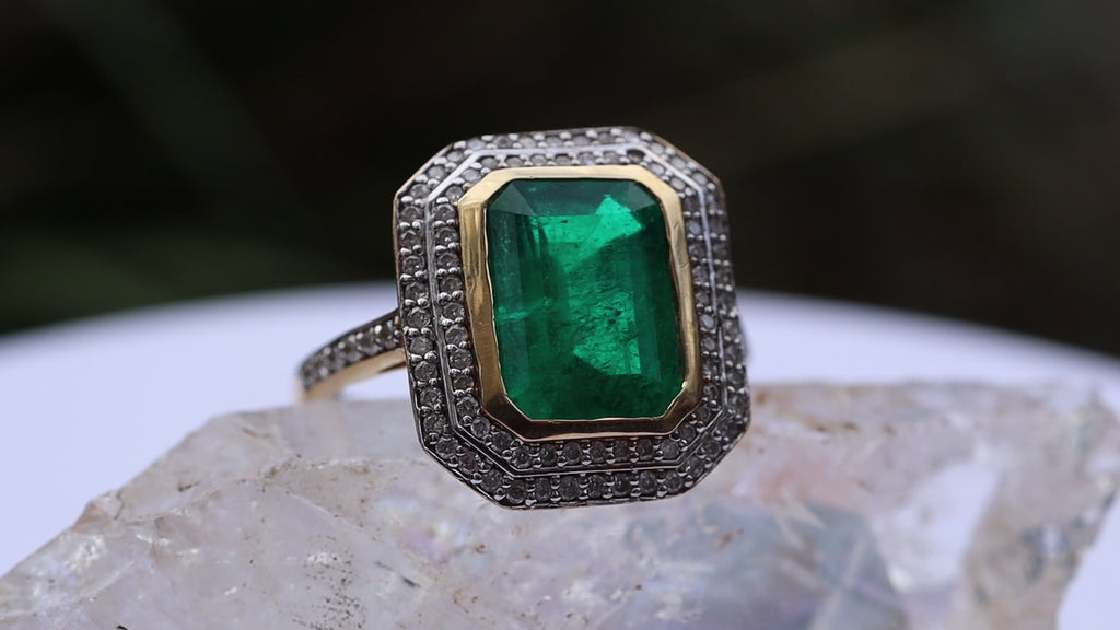 3ct Emerald and Diamond Ring in 18ct Gold