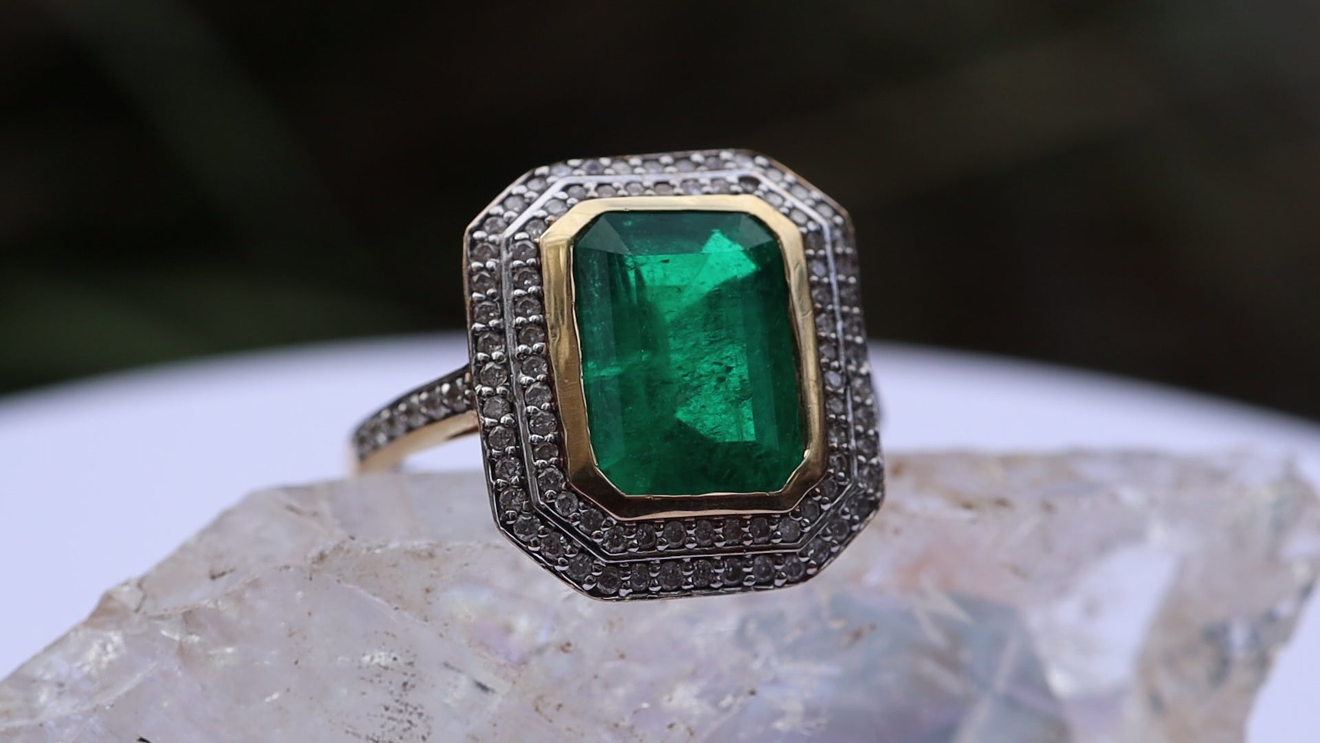 3ct Emerald and Diamond Ring in 18ct Gold