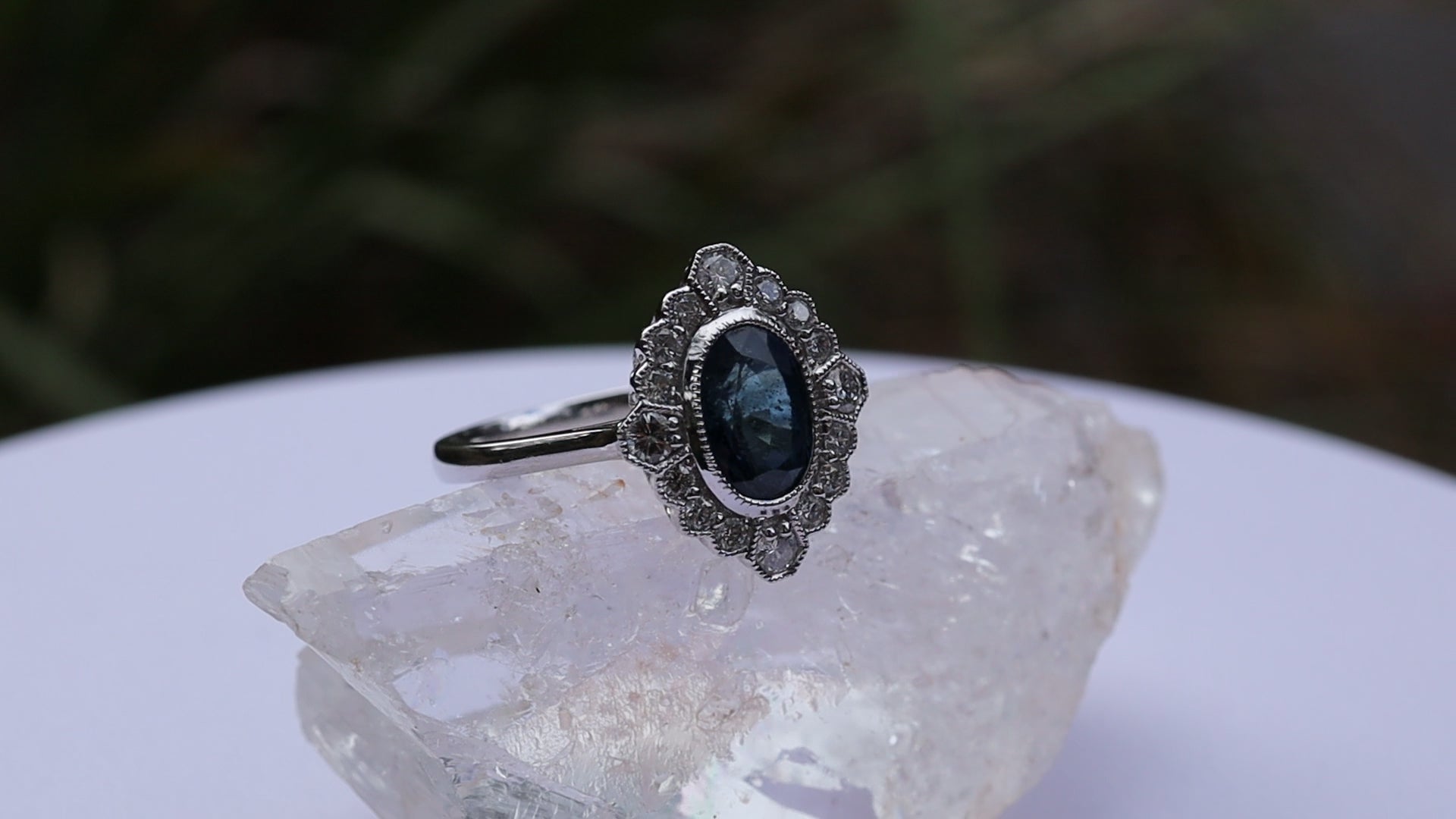Sapphire and Diamond Ring in 18ct White Gold